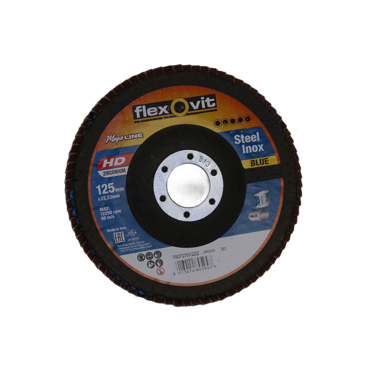 Flexovit Megaline Blue Fiberglass Conical Flap Disc P80 Grit