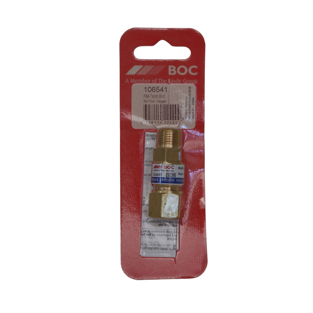 Standard Flow Torch End Flashback Arrestor Oxygen
