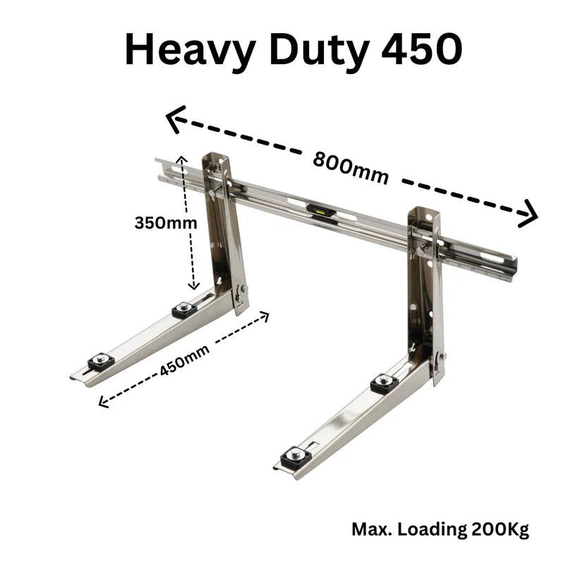 Heavy Duty Wall Bracket 200KG - Stainless Steel